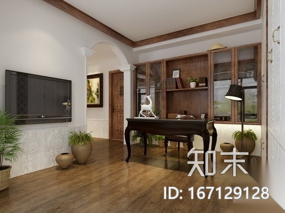 名师设计优雅田园乡村两居室样板间CAD装修施工图（含效...cad施工图下载【ID:167129128】