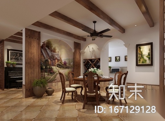 名师设计优雅田园乡村两居室样板间CAD装修施工图（含效...cad施工图下载【ID:167129128】