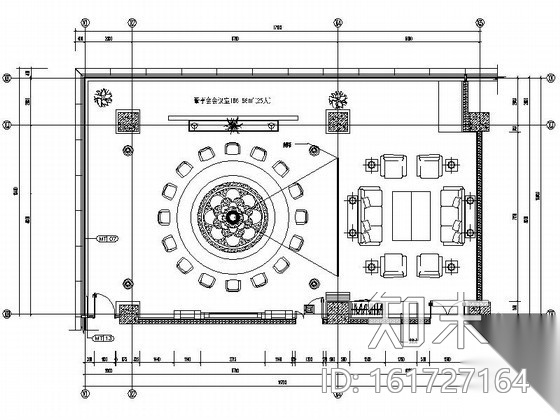 现代办公楼董事会会议室装修图（含效果）cad施工图下载【ID:161727164】