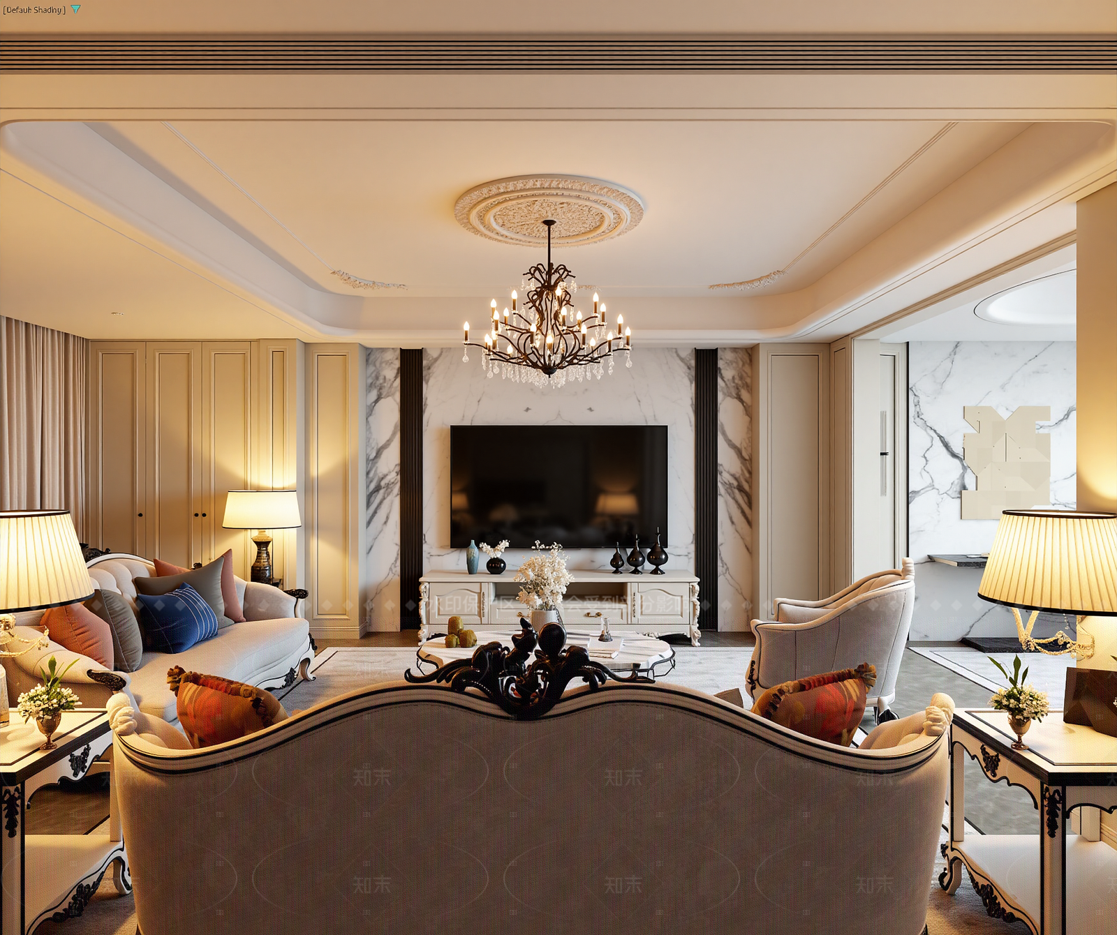 简欧家居客厅3D模型下载【ID:1214934869】