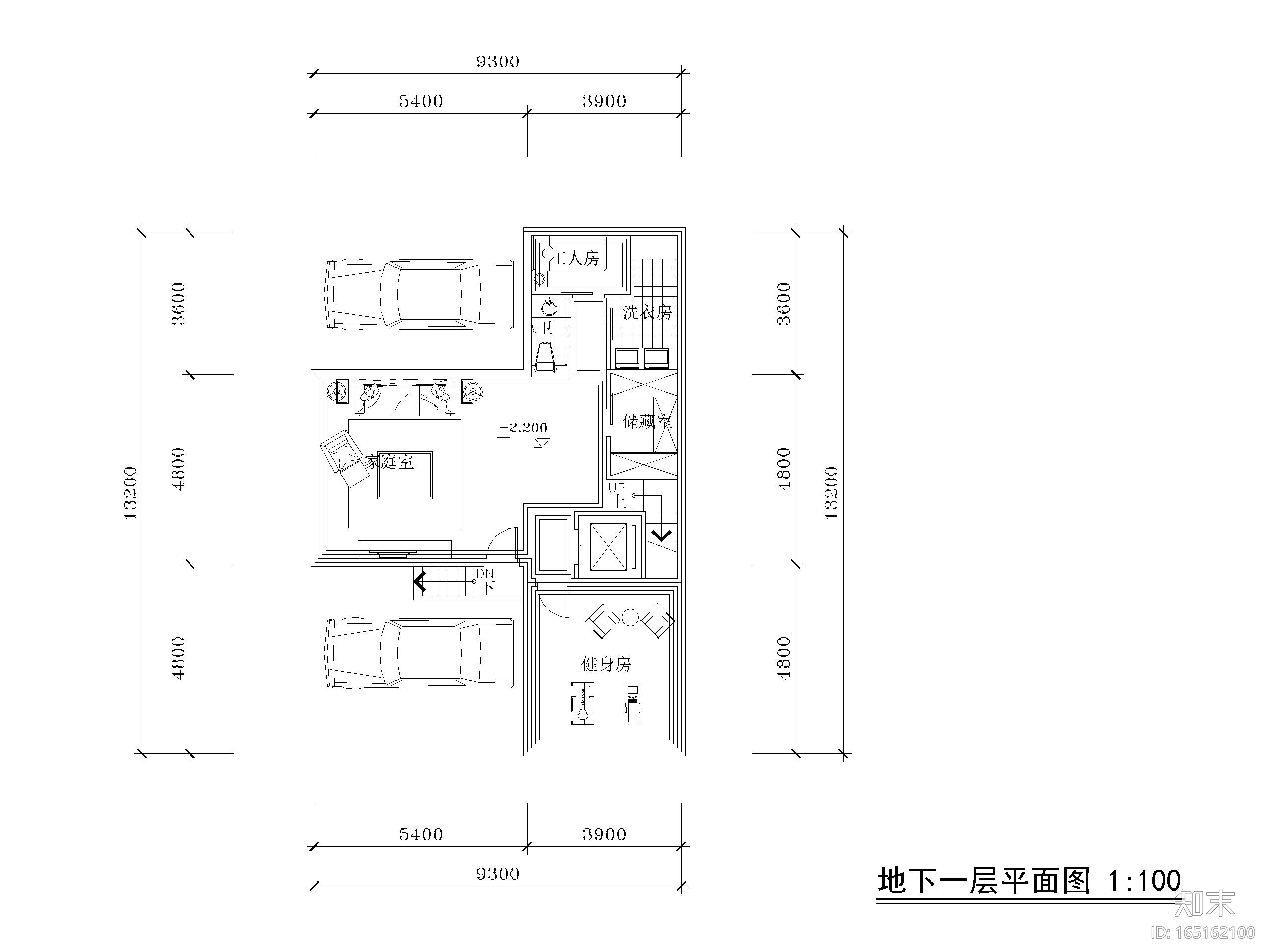 合院四房3层两开间户型图CAD_200㎡施工图下载【ID:165162100】