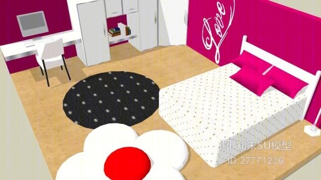 家居主卧室SU模型下载【ID:27771236】