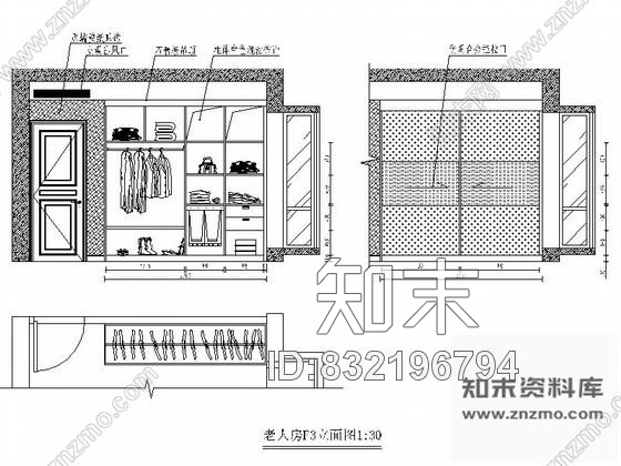 图块/节点精装老人房立面图cad施工图下载【ID:832196794】