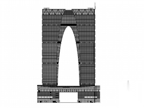 [苏州]某门形知名商业综合体建筑扩初图（300米）cad施工图下载【ID:165604104】