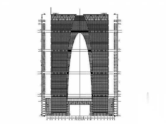 [苏州]某门形知名商业综合体建筑扩初图（300米）cad施工图下载【ID:165604104】