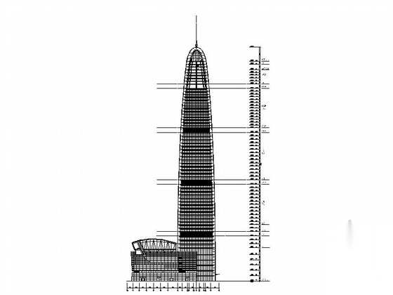 [苏州]某门形知名商业综合体建筑扩初图（300米）cad施工图下载【ID:165604104】