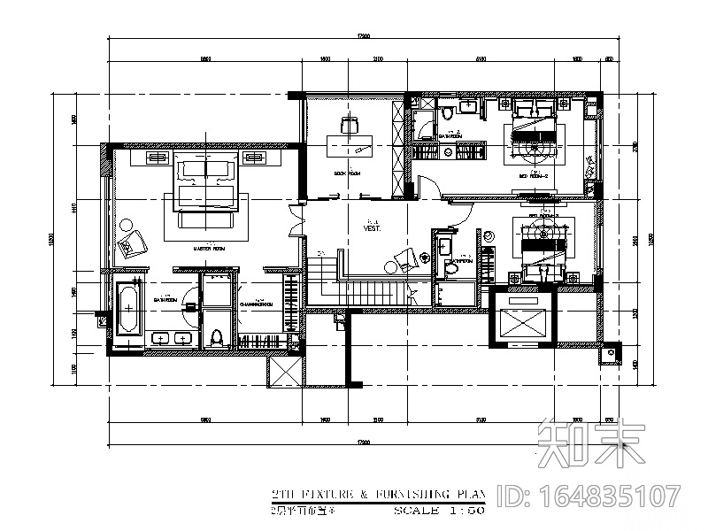 [广东]新中式京基别墅CAD施工图（含效果图)cad施工图下载【ID:164835107】