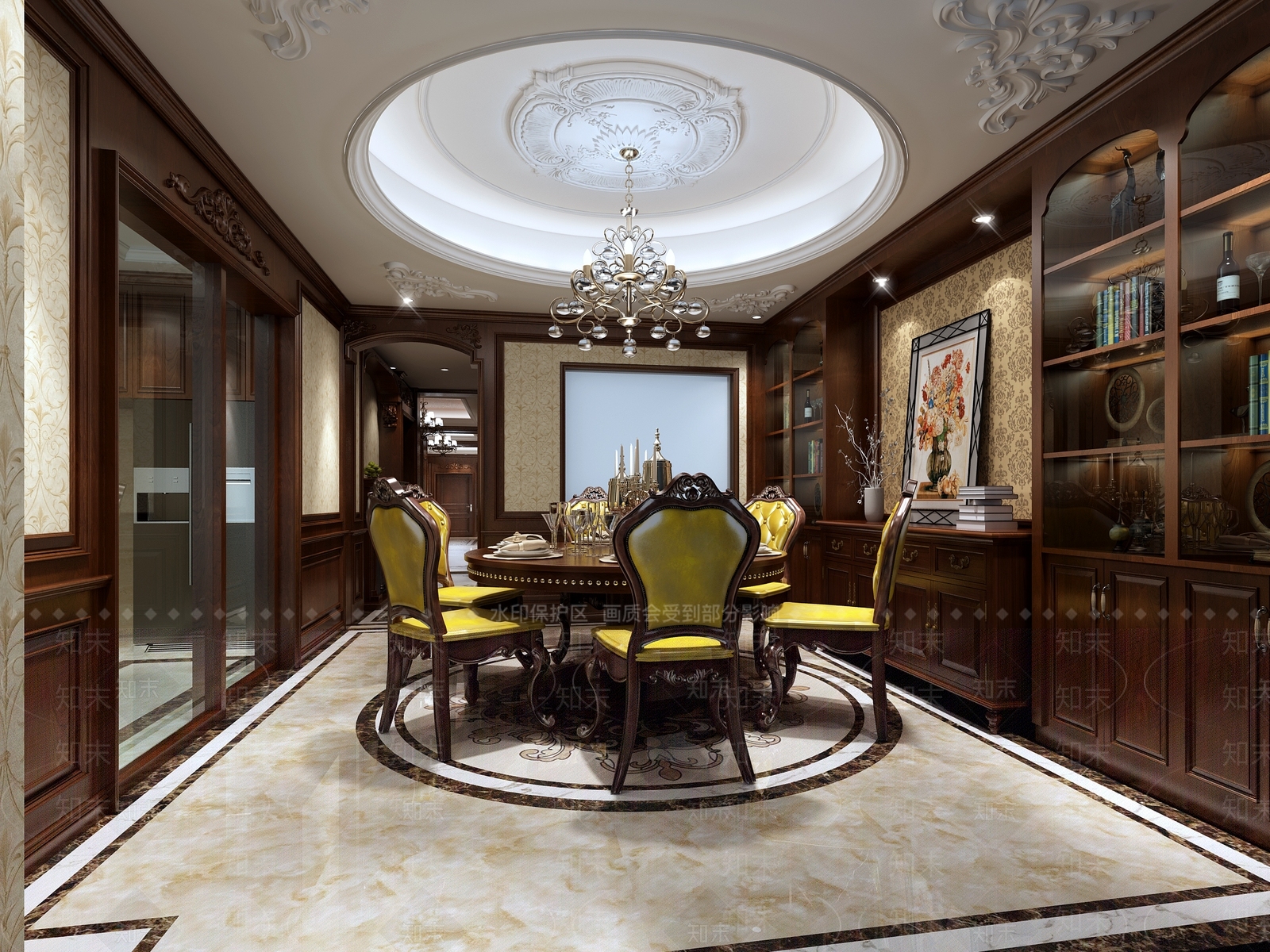 美式客餐厅3D模型下载【ID:833425385】