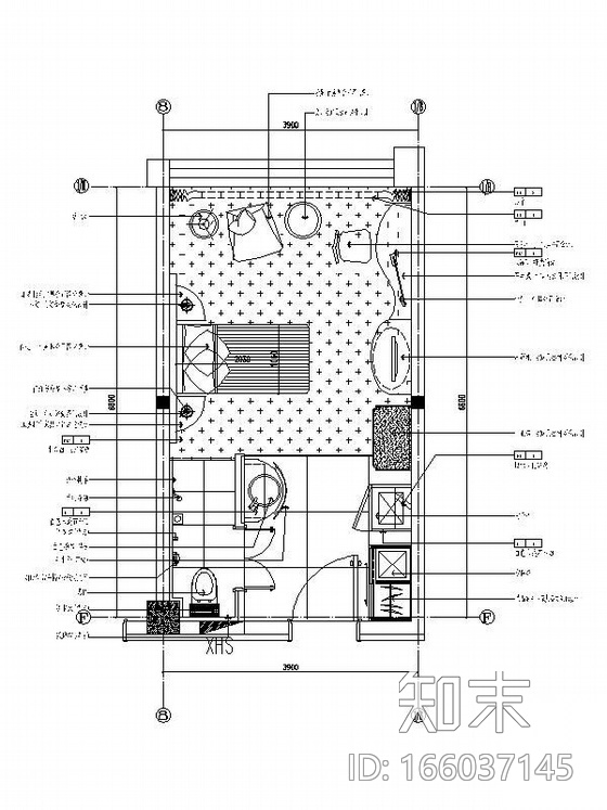 残疾人客房设计图纸cad施工图下载【ID:166037145】