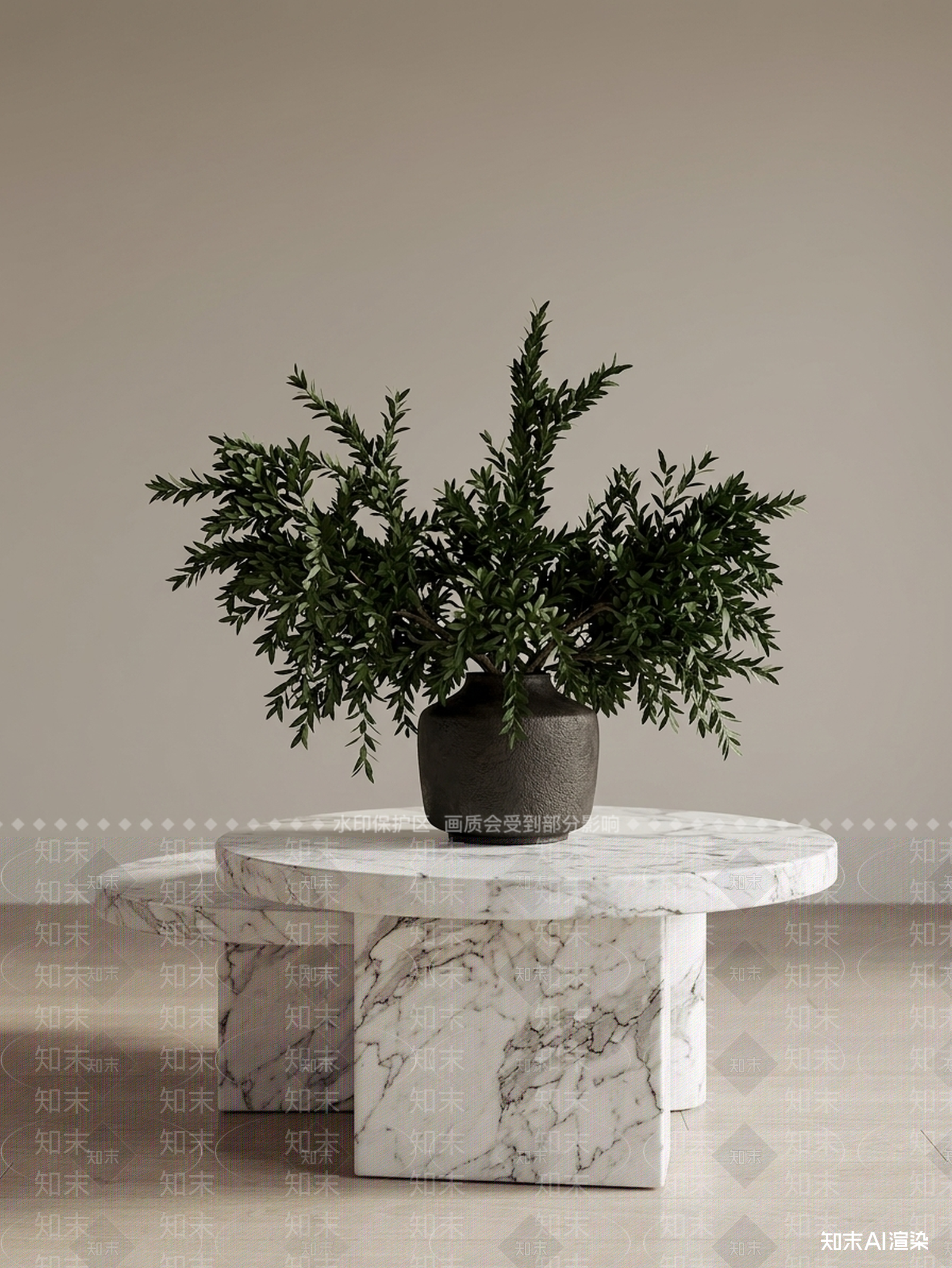 艺术绿植茶几3D模型下载【ID:1227491639】