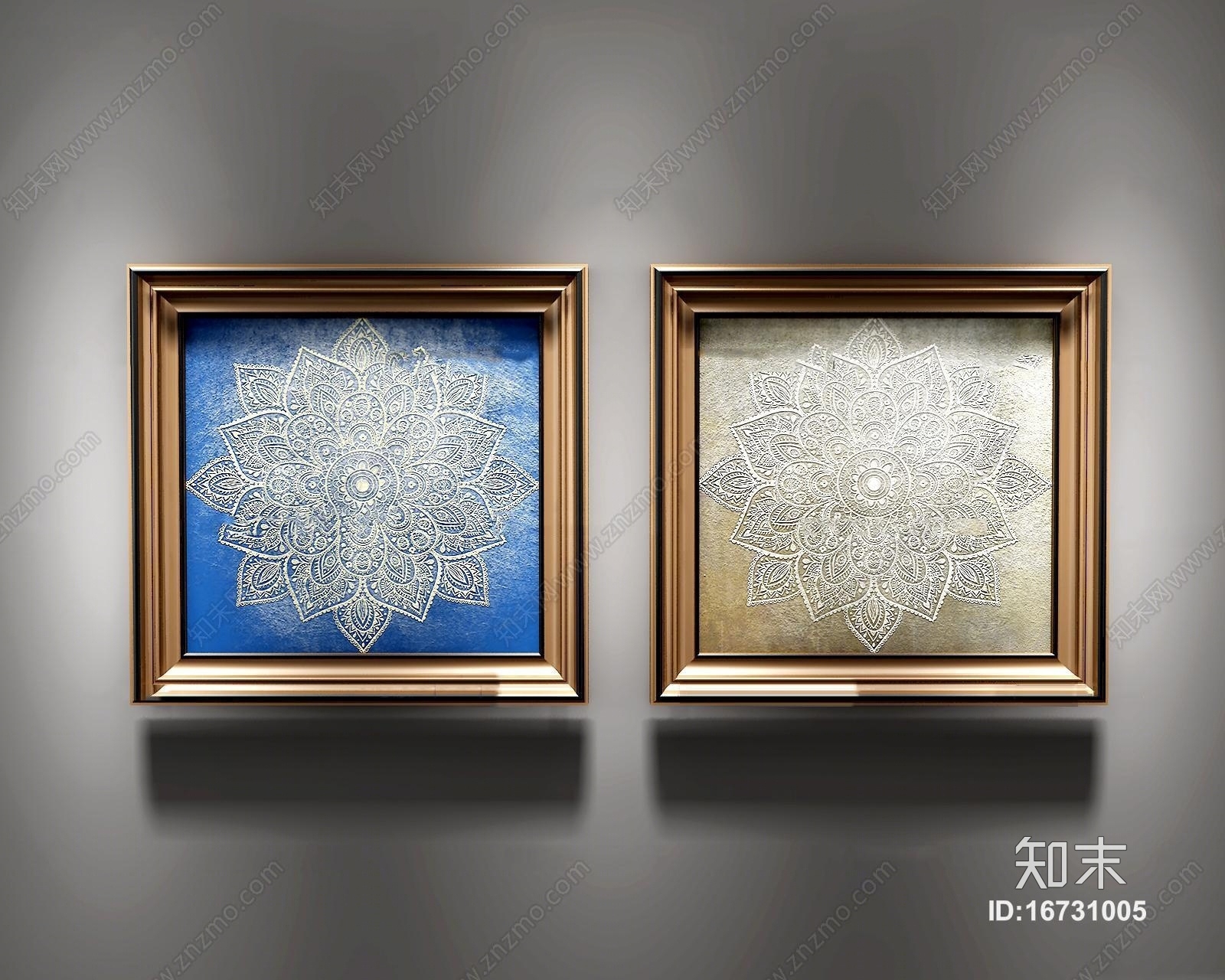 法式抽象花挂画组合3D模型下载【ID:16731005】