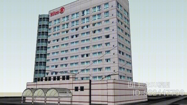 希尔顿大酒店SU模型下载【ID:522447790】