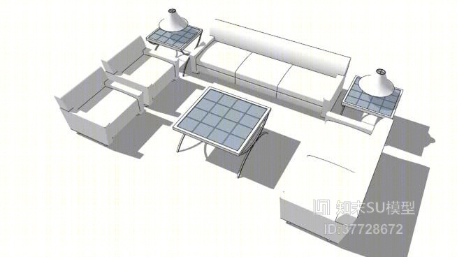 沙发茶几组合SU模型下载【ID:37728672】
