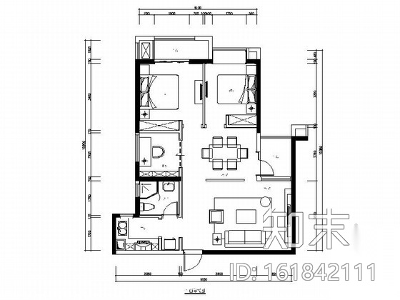 [福州]东南亚风格两居室样板间装修图（含实景）cad施工图下载【ID:161842111】