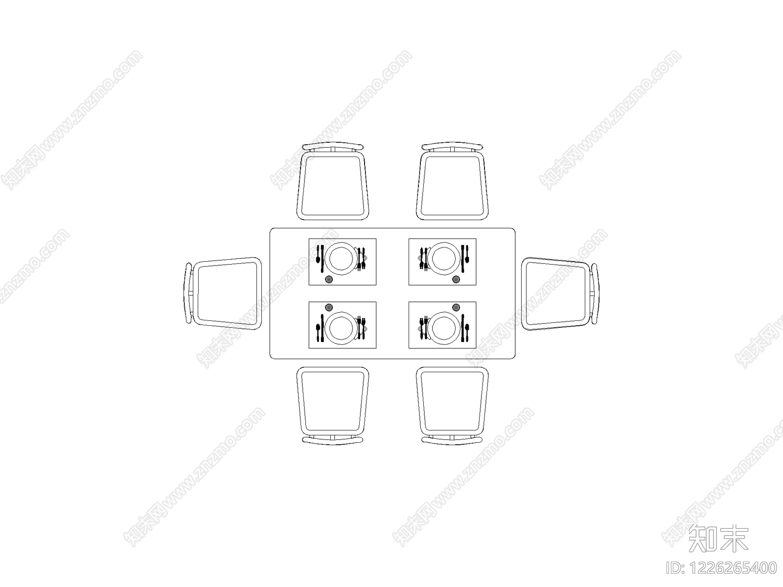 餐桌几类平立面餐桌cad施工图下载【ID:1226265400】