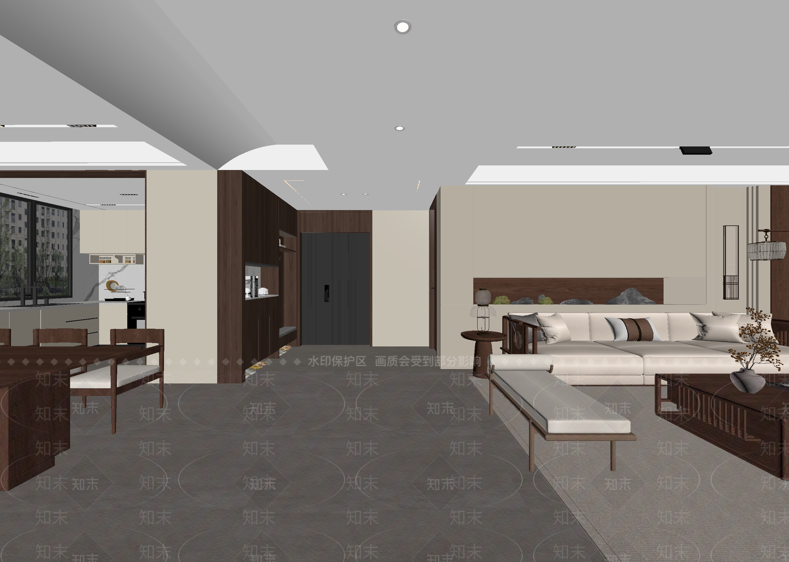 新中式客餐厅3D模型下载【ID:1215183254】