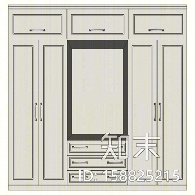 现代实木衣柜SU模型下载【ID:158825215】