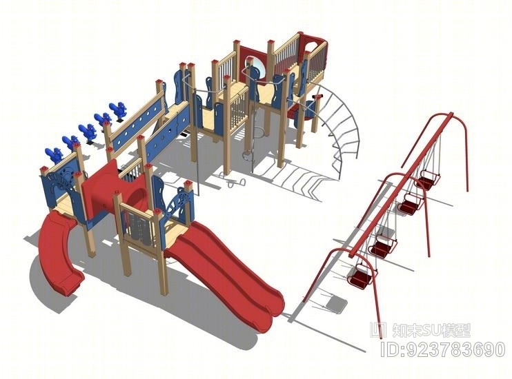 滑梯秋千儿童娱乐设施SU模型下载【ID:923783690】