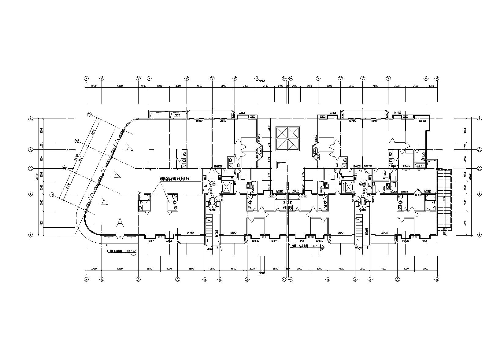 高层底商住宅楼建筑施工图（含效果图）cad施工图下载【ID:164858190】