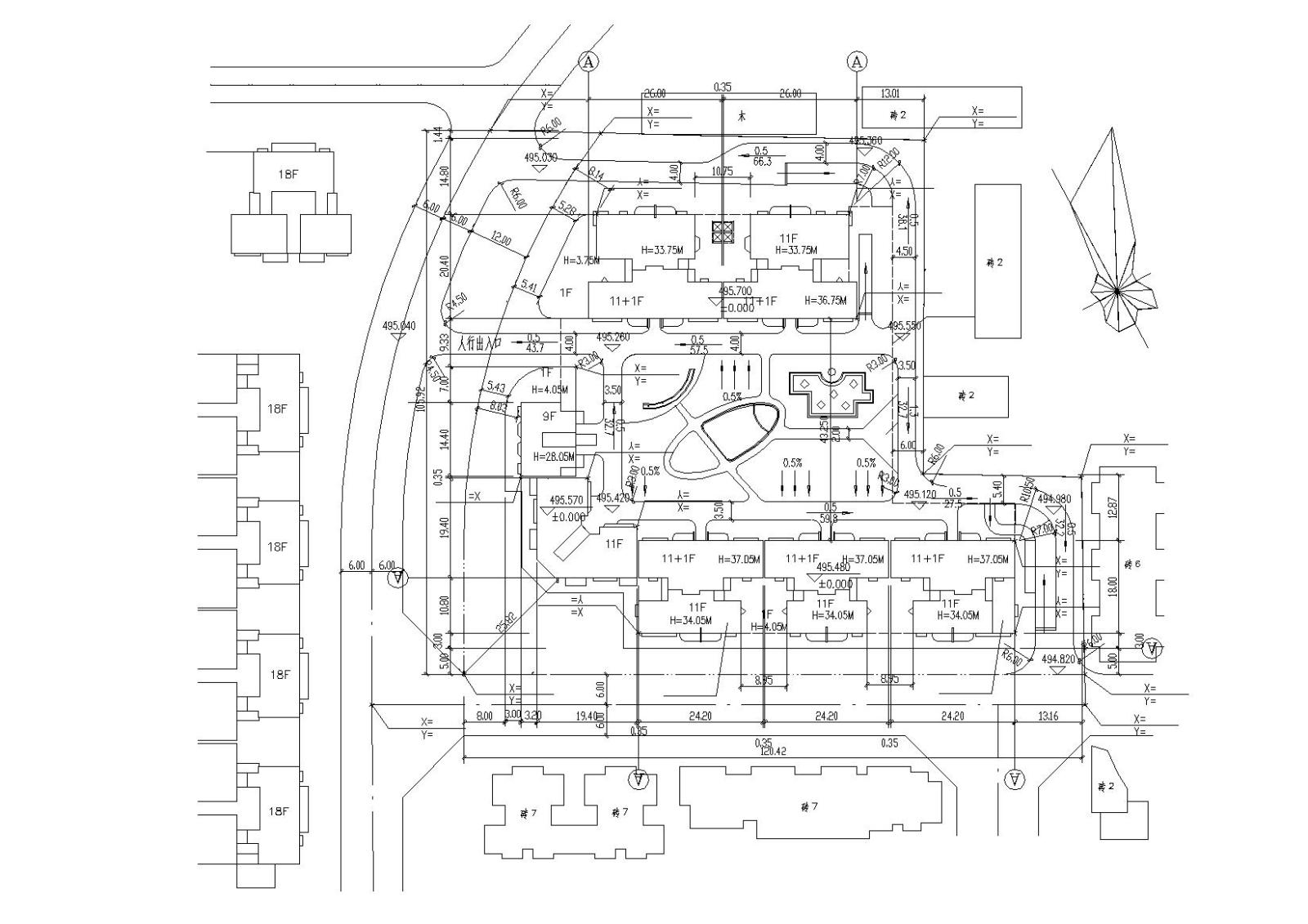 高层底商住宅楼建筑施工图（含效果图）cad施工图下载【ID:149551188】