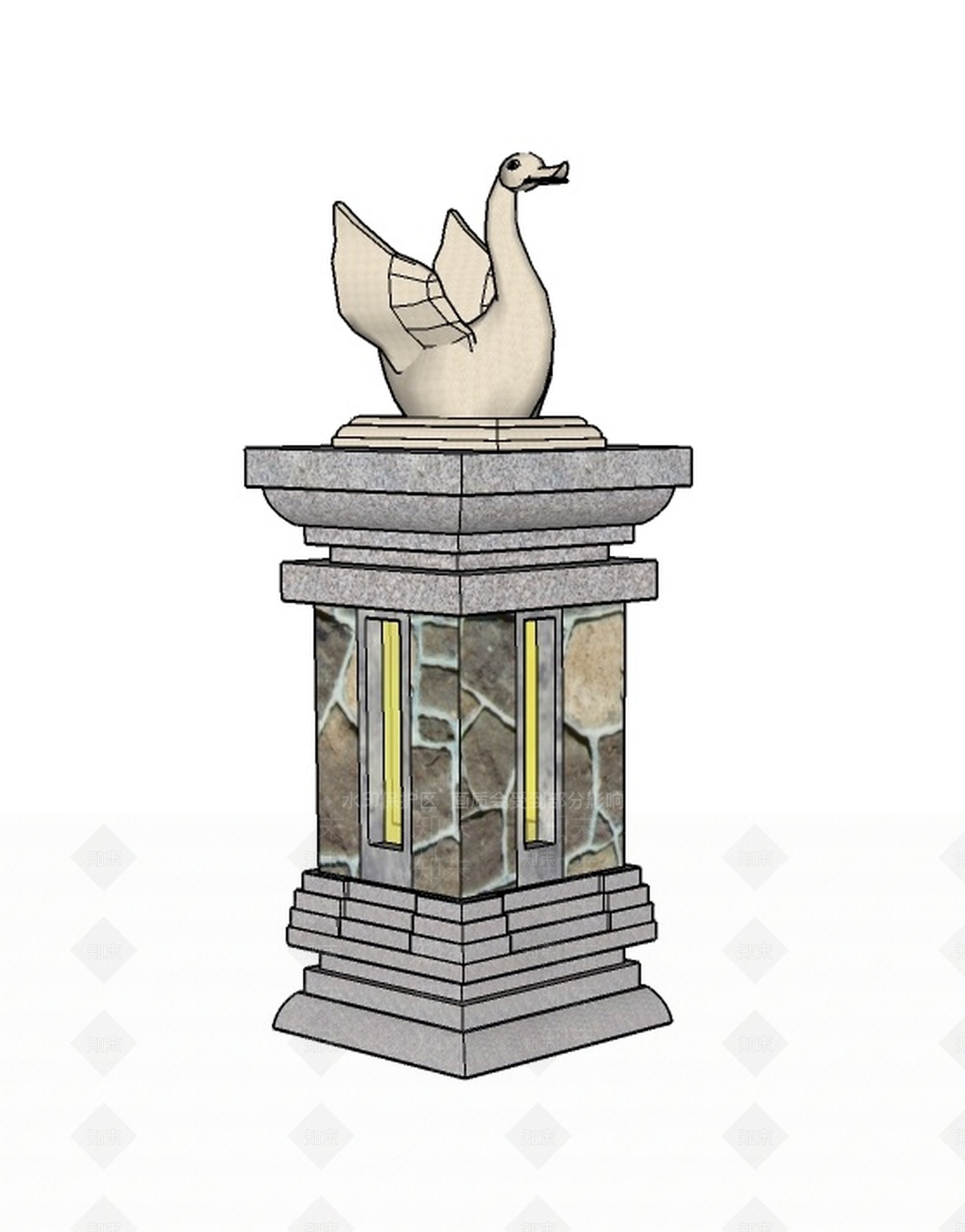 欧式景观立柱SU模型下载【ID:633755752】