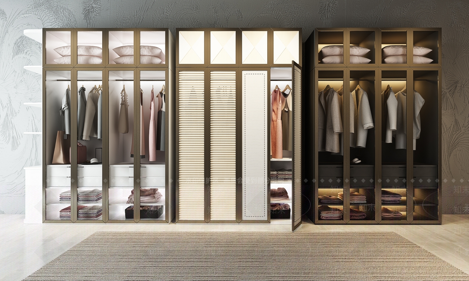 现代百叶衣柜3D模型下载【ID:934839982】