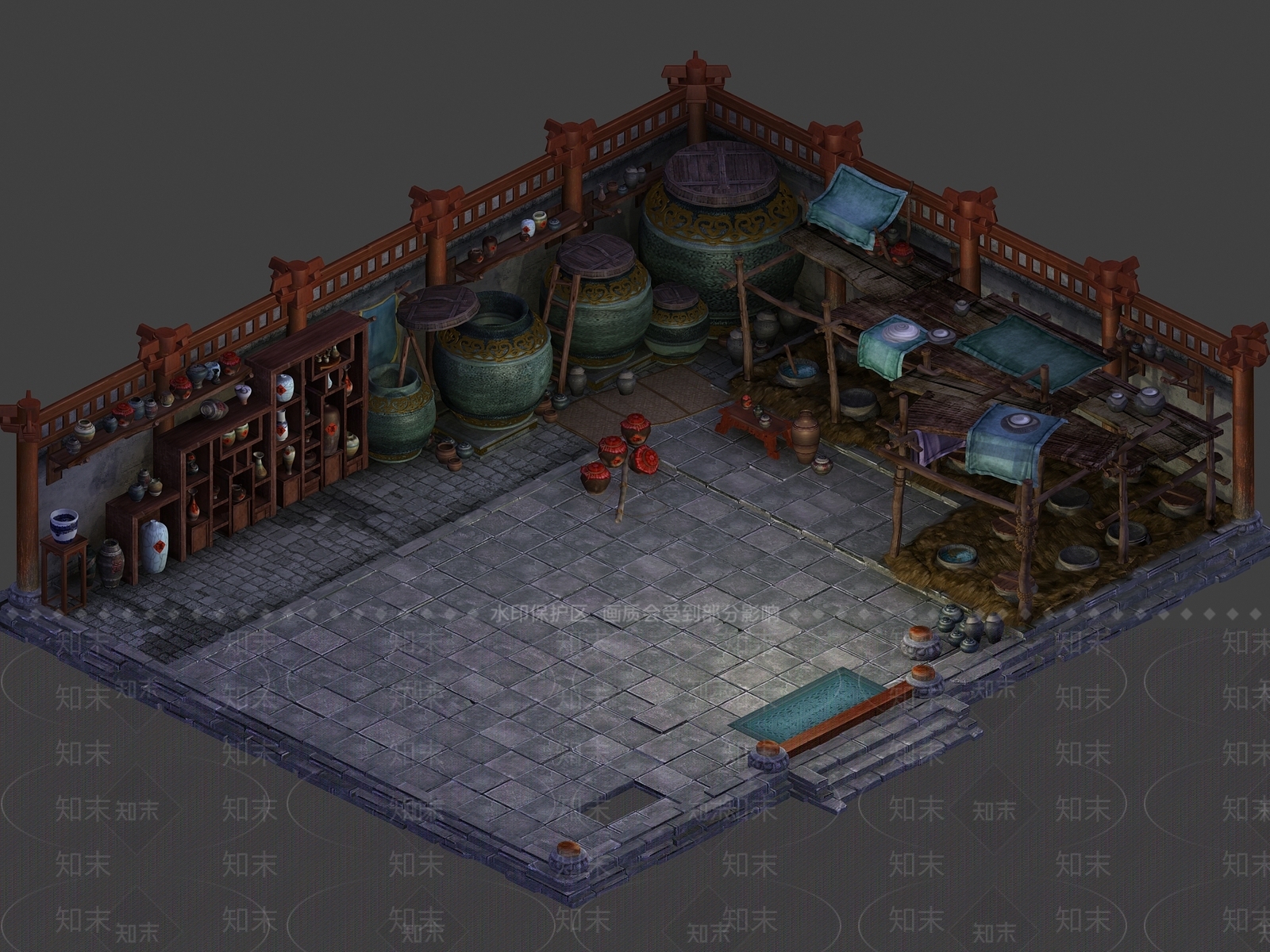 现代酒窖酒坛陶罐游戏模型3D模型下载【ID:634922602】