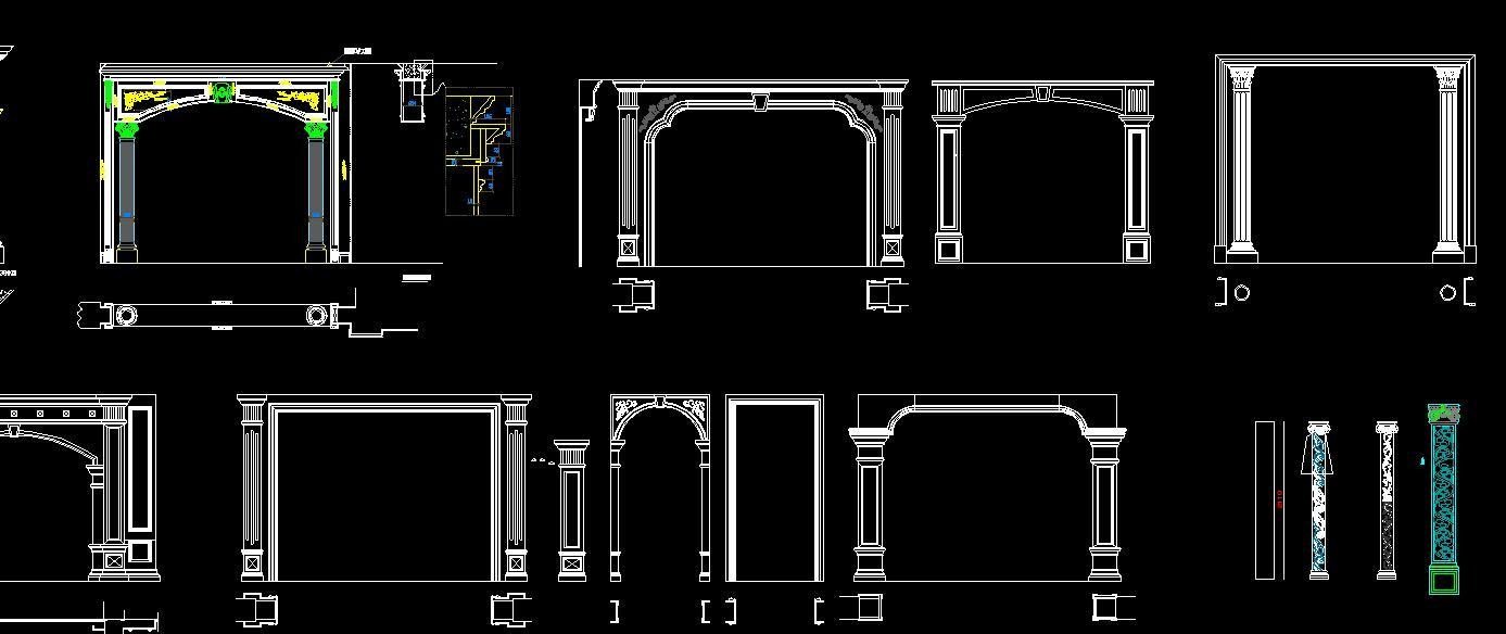 欧式石材垭口CAD图库施工图下载【ID:332800711】