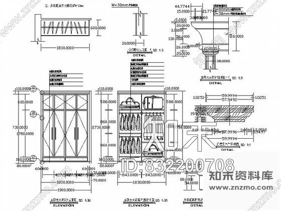 图块/节点时尚主卧衣柜详图cad施工图下载【ID:832200708】