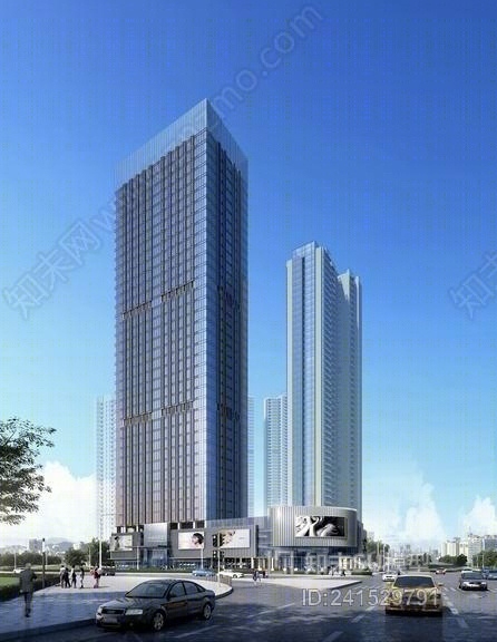 现代高层住宅+办公楼SU模型下载【ID:241529791】