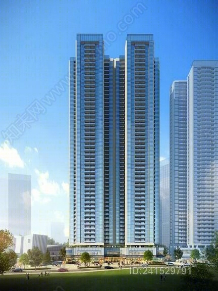 现代高层住宅+办公楼SU模型下载【ID:241529791】