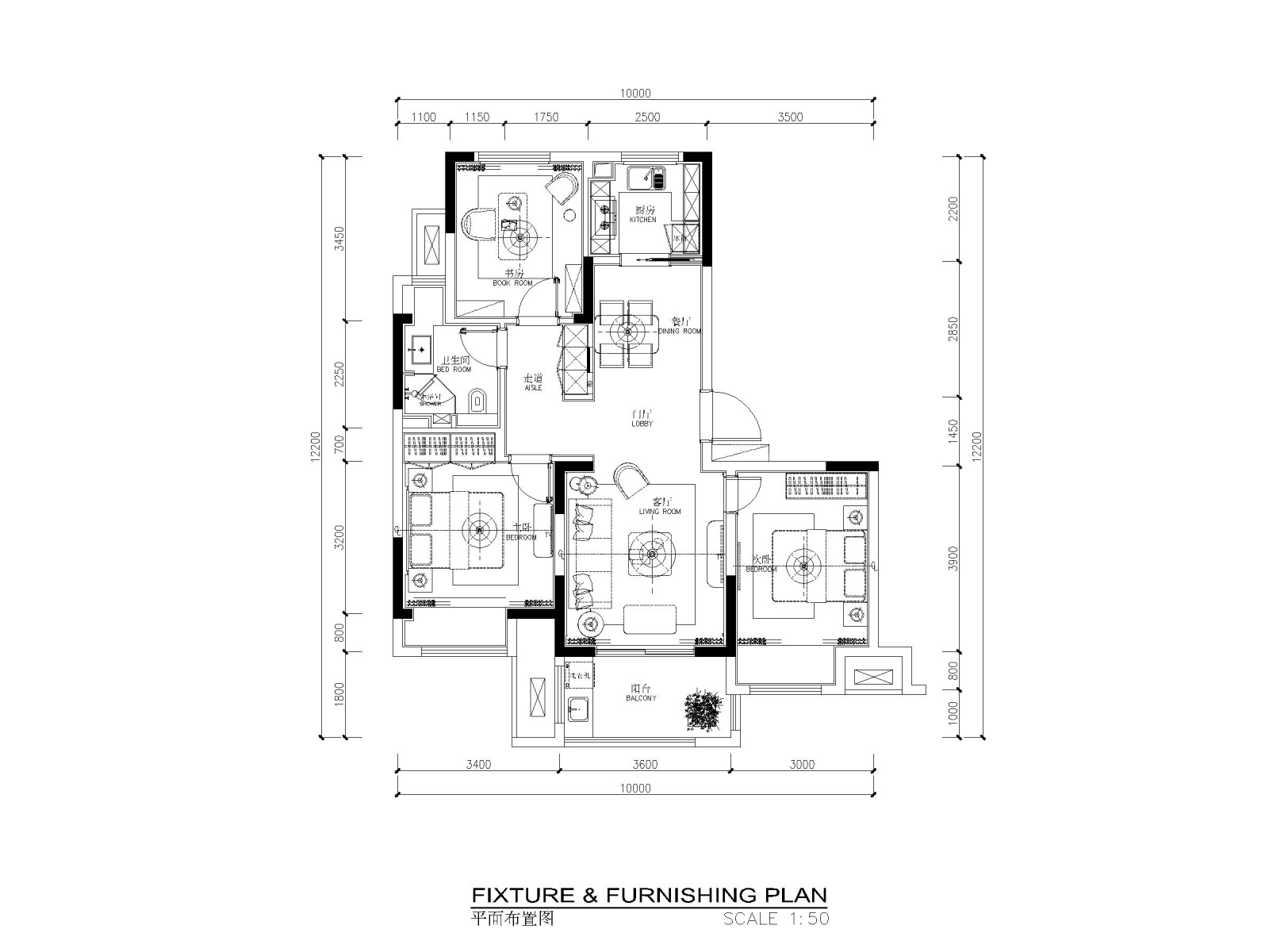 85平现代风格两居室样板间施工图_效果图cad施工图下载【ID:160017116】