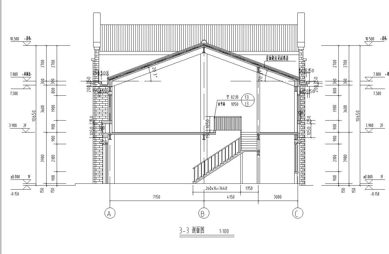 [宁夏]两层中式风格砖墙立面生态乡村建筑施工图（含全...cad施工图下载【ID:149778135】