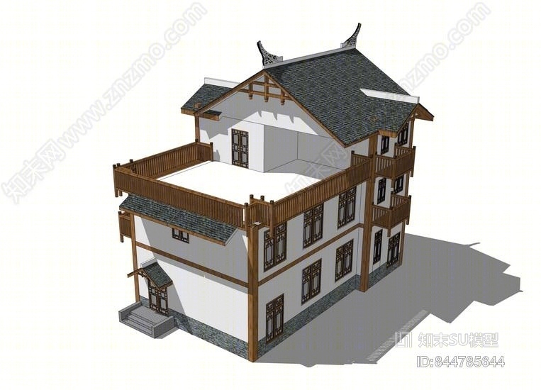 恩施吊脚楼SU模型下载【ID:844785644】