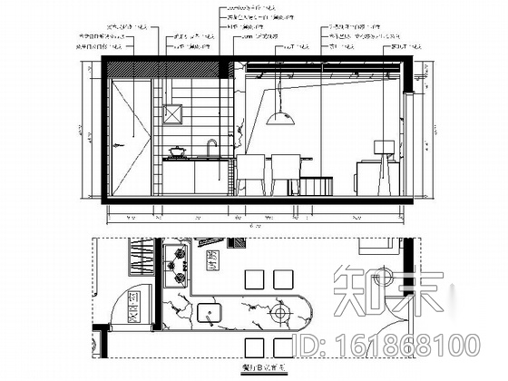 [福州]特色时尚住宅区现代简约两居室样板房装修图（含效...cad施工图下载【ID:161868100】