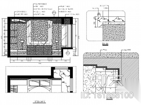 [福州]特色时尚住宅区现代简约两居室样板房装修图（含效...cad施工图下载【ID:161868100】