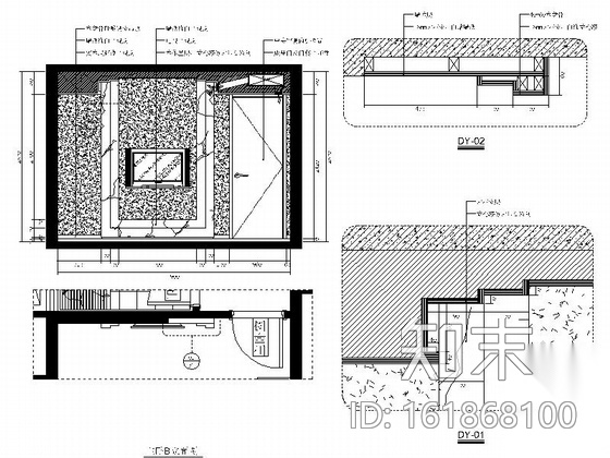 [福州]特色时尚住宅区现代简约两居室样板房装修图（含效...cad施工图下载【ID:161868100】