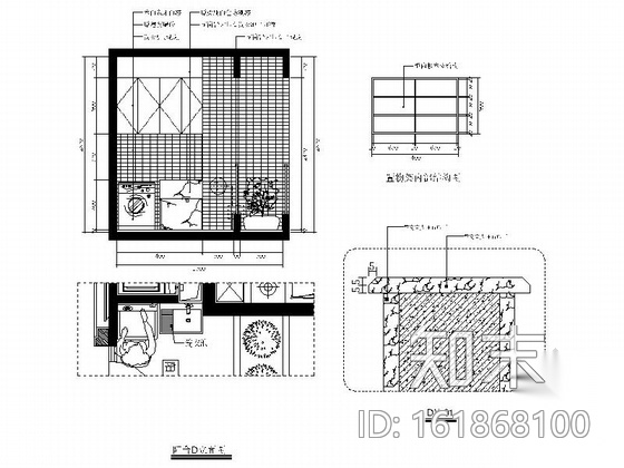 [福州]特色时尚住宅区现代简约两居室样板房装修图（含效...cad施工图下载【ID:161868100】