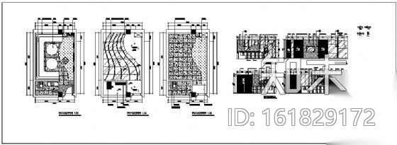 KTV包房装修图两套cad施工图下载【ID:161829172】