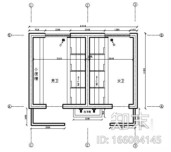 公共卫生间厕所建筑cad施工图下载【ID:166084145】