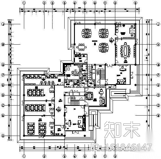 某三层综合办公楼CAD装修图施工图下载【ID:161846147】