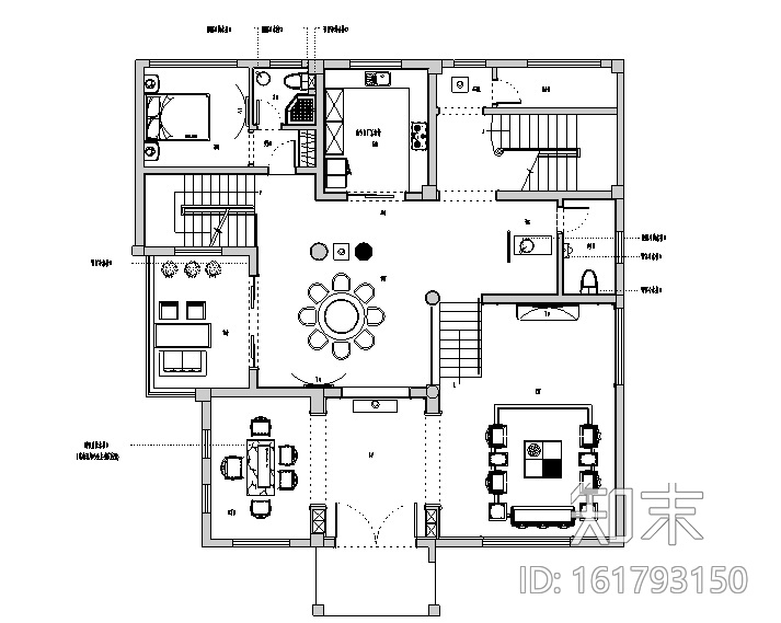 [福建]虎溪花园别墅设计施工图（附效果图）cad施工图下载【ID:161793150】