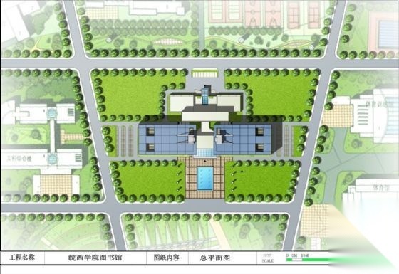 皖西学院图书馆方案设计文本cad施工图下载【ID:151618166】