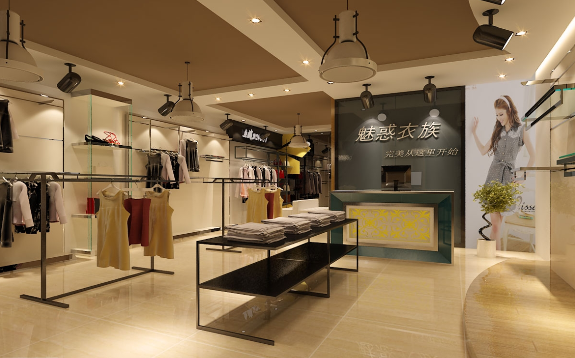 60平方某品牌服装店施工图_附效果图cad施工图下载【ID:160416114】