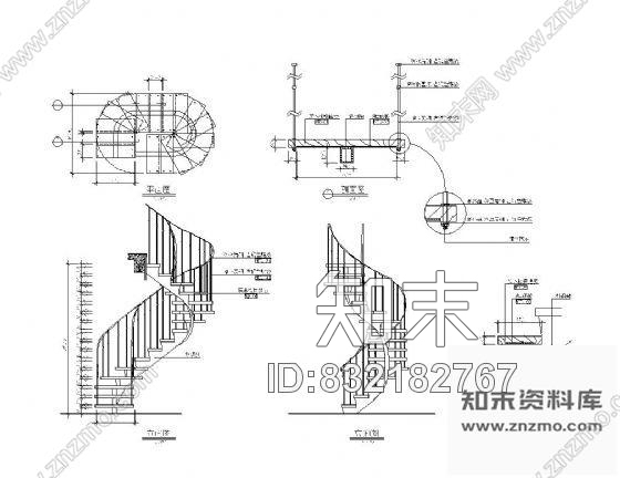 图块/节点旋梯详图cad施工图下载【ID:832182767】