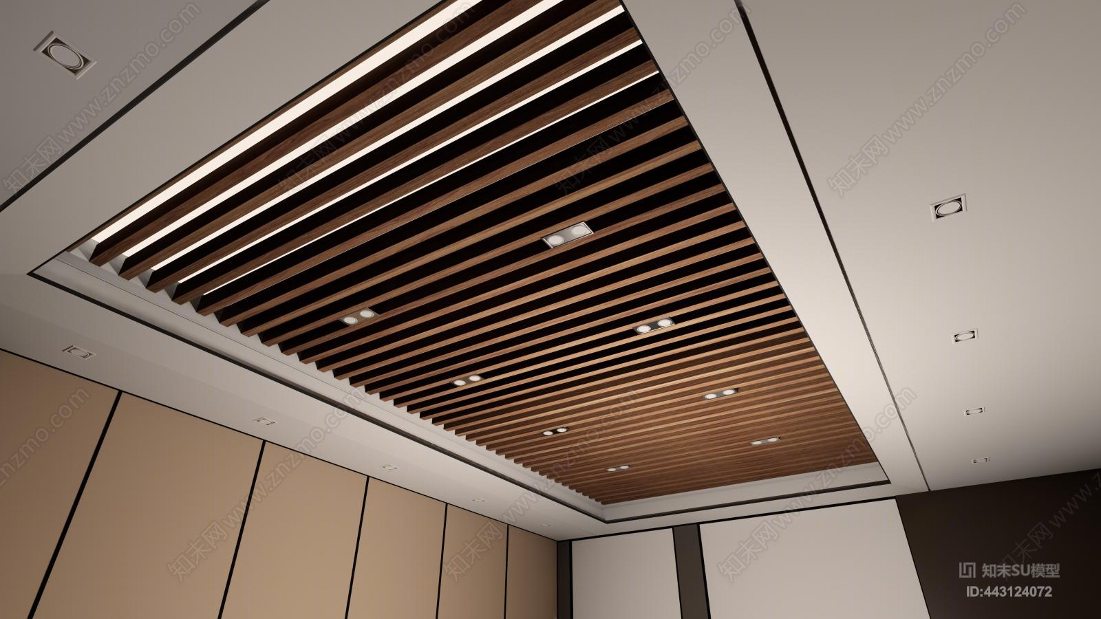 现代天花吊顶SU模型下载【ID:443124072】