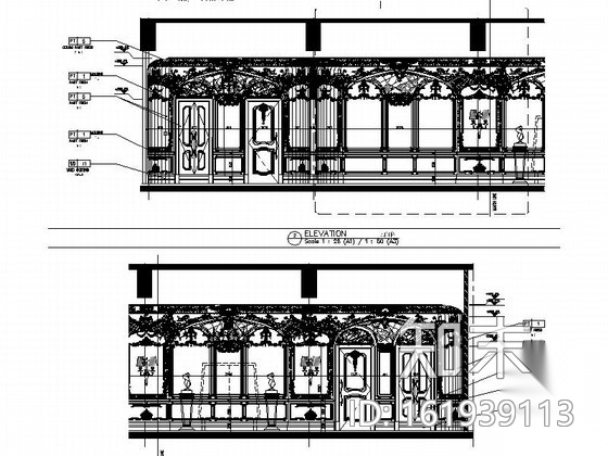 [南通]白金五星级酒店奢华欧式法国厅贵宾室CAD装修图cad施工图下载【ID:161939113】