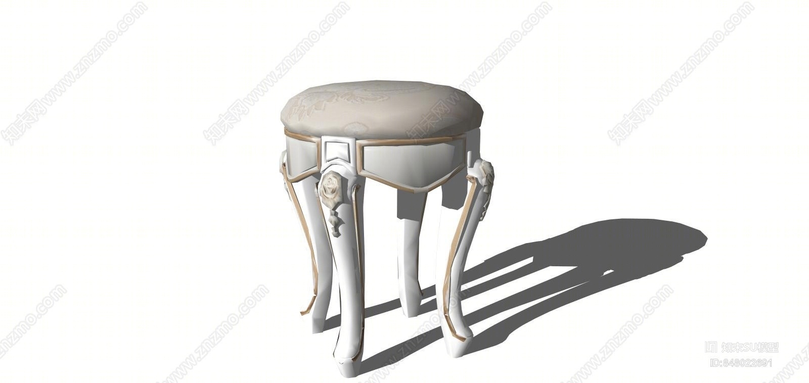简欧布艺圆凳SU模型下载【ID:848022691】