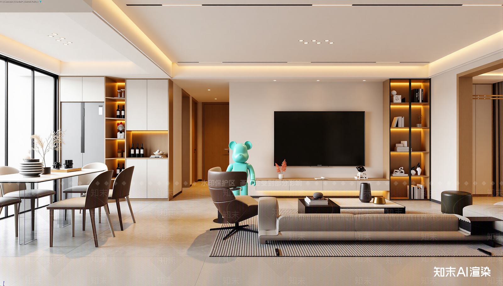 现代客餐厅3D模型下载【ID:1221597416】