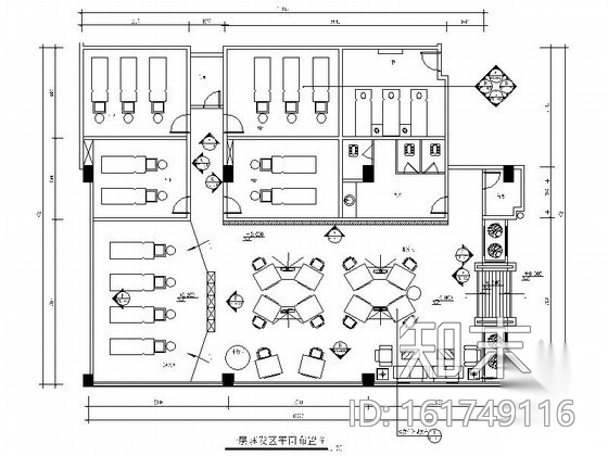 休闲会所理发室内装修图cad施工图下载【ID:161749116】